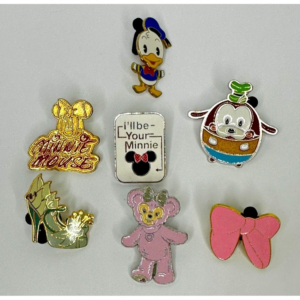 Disney Donald Duck Bobble Minnie ShellieMay Bow Tiana Heel Goofy pin 7 lot